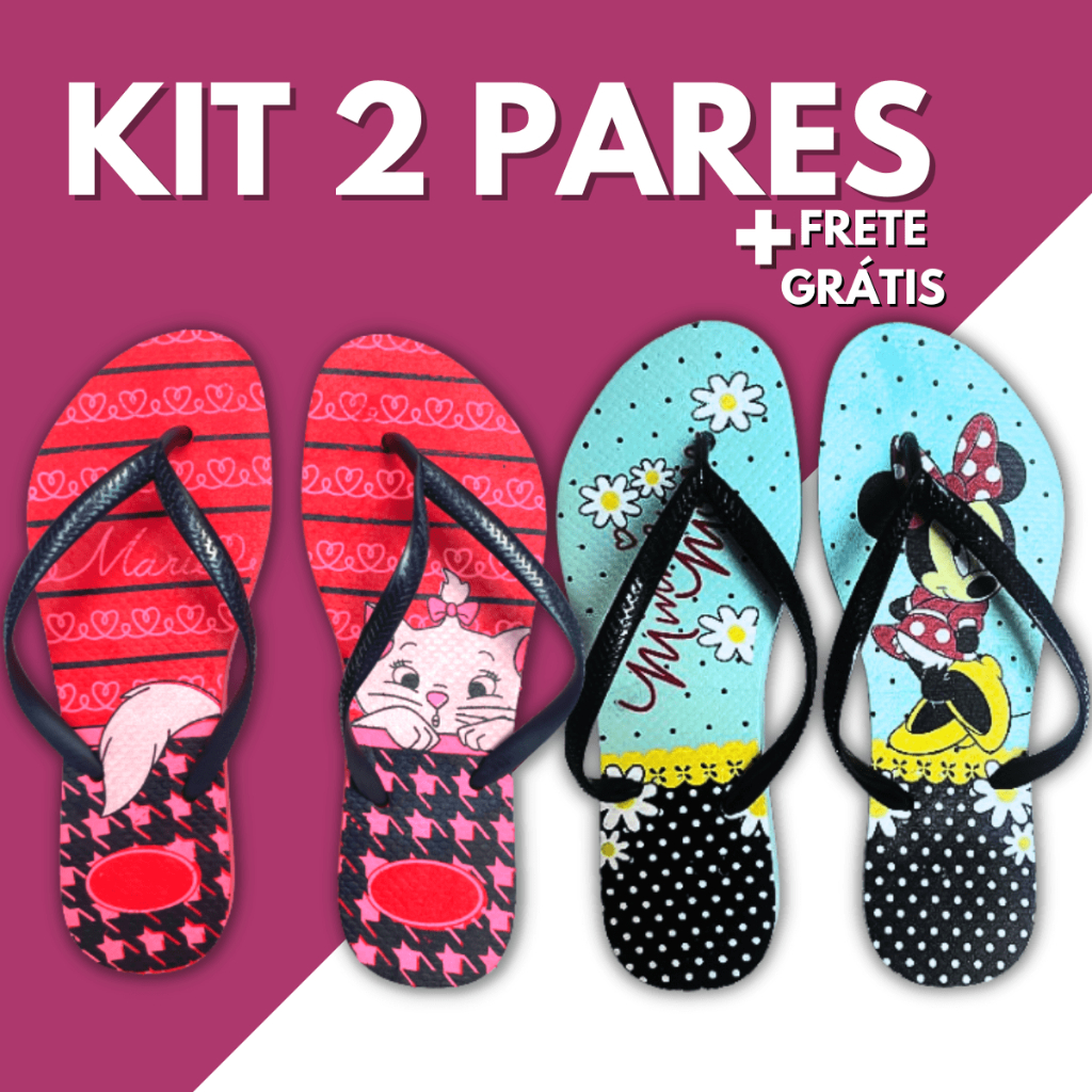 Kit 2 Pares Chinelo Feminino Adulto Sandália Slim Correia Sandalia Feminina Lisa Estampada Confortável Antiderrapante