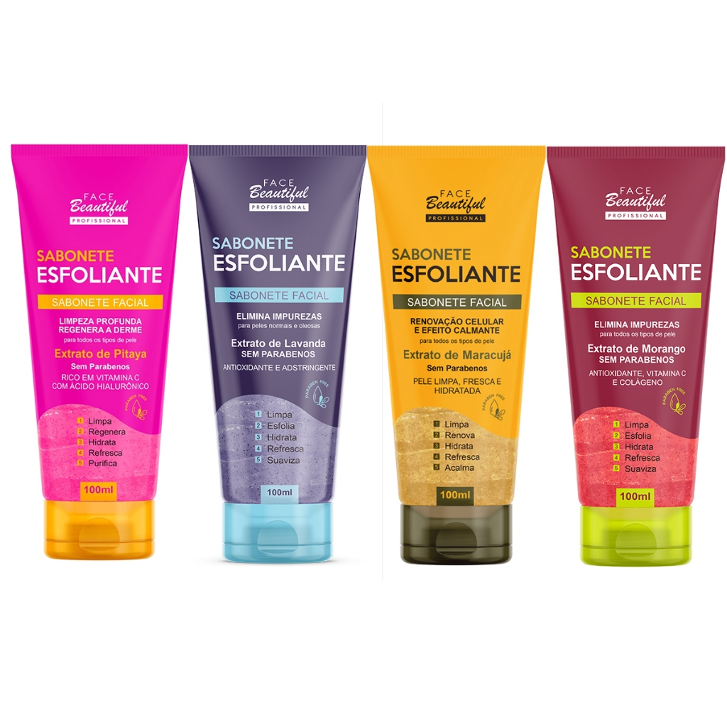 Sabonete Esfoliante Facial Líquido Face Beautiful 100ml em Oferta na Shopee
