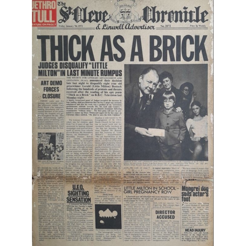 Jethro Tull–Thick As A Brick-lp importado 1a prensagem c/jornal-vinil