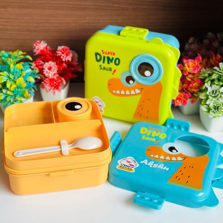 Lancheira Dinossauro Bento Super Dino Saur Infantil Com Divisórias Para Crianças 20 CM Aproximadamente