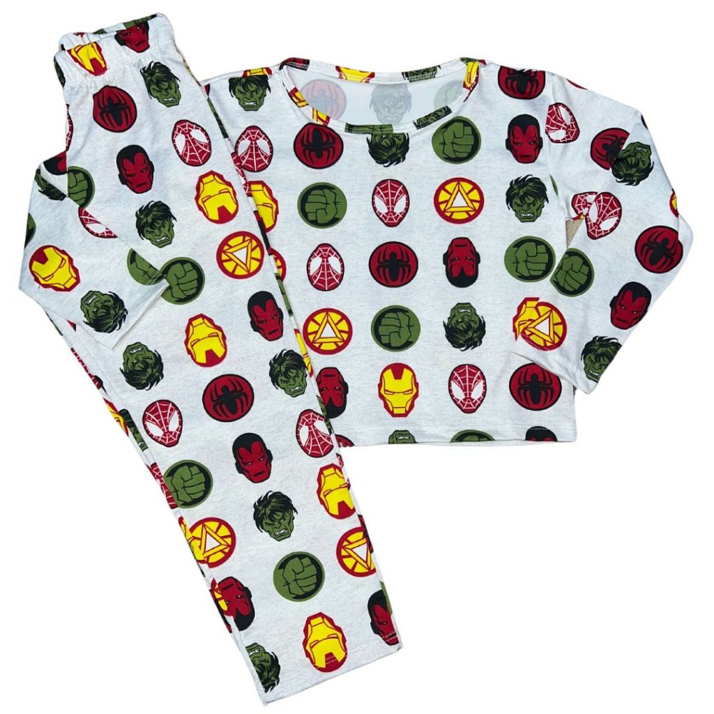 Pijama Infantil De Personagens Manga Comprida E Calça Malha Fria