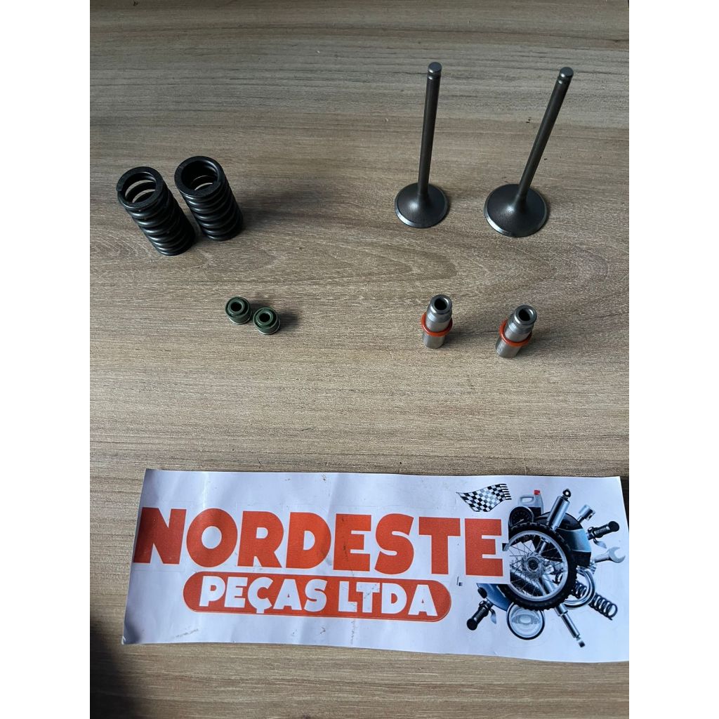 2 Guia + 2 retentores Titan fan Bros 150 + 2 mola + 2 Válvulas Admissão Escape