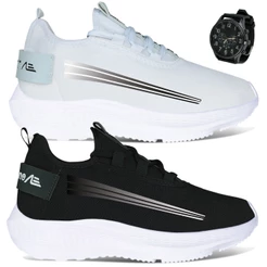 Kit 2 pares Tênis Masculino Leve Confortável Academia + Relógio