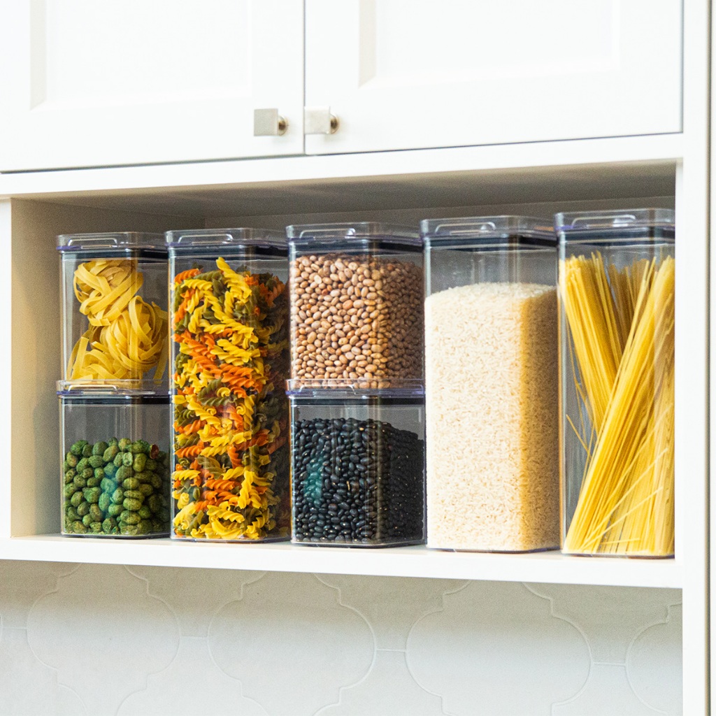 Kit Potes Herméticos Acrílico Transparente Empilháveis Mantimentos, Organizadores Cozinha Resistente em Oferta na Shopee