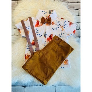 Conjunto Menino Infantil Luxo Temático Rei Leão RF02 +Bermuda Caramelo