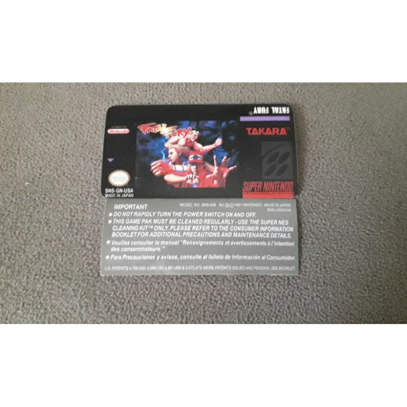 Label Frontal +Traseiro Fatal Fury P/ Cartucho Super Nintendo Aproveite!