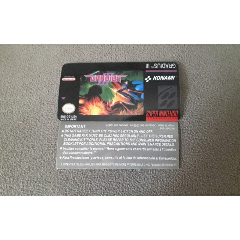 Label Frontal +Traseiro Gradius 3 P/ Cartucho Super Nintendo Aproveite!