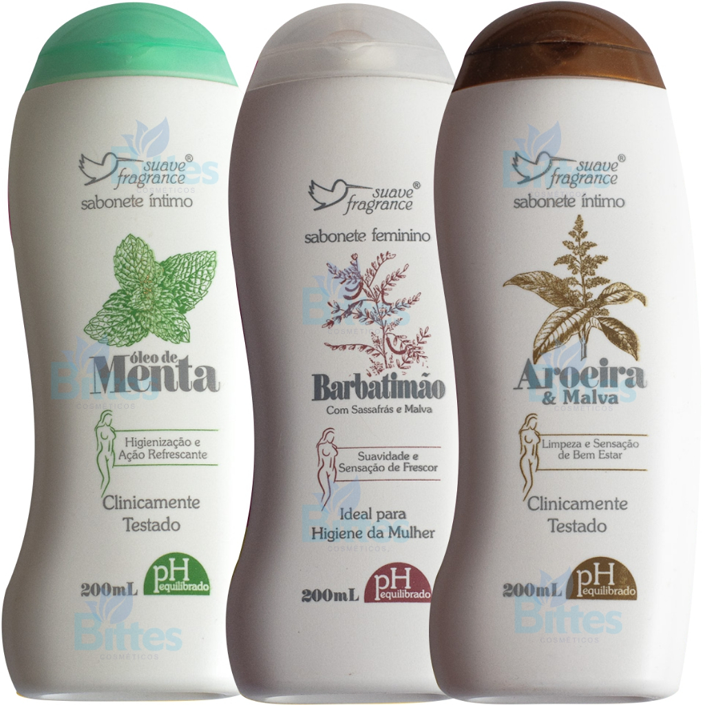 KIT SABONETES 3 ITENS SUAVE FRAGRANCE AROEIRA MENTA E BARBATIMÃO FRESCOR E PROTEÇÃO