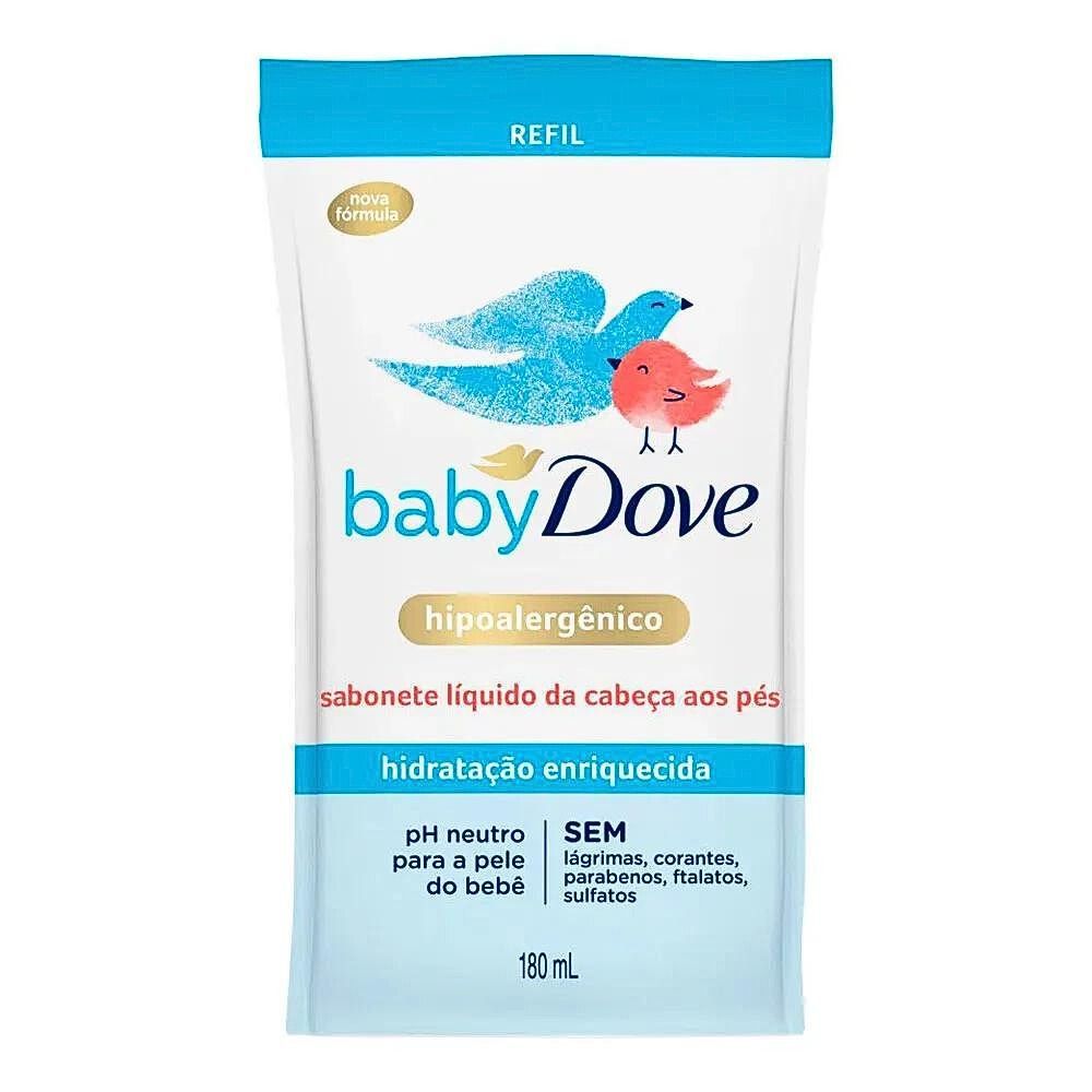 SABONETE LÍQUIDO DOVE BABY REFIL HIDRATAÇÃO ENRIQUECIDA COM 180ML em Oferta na Shopee