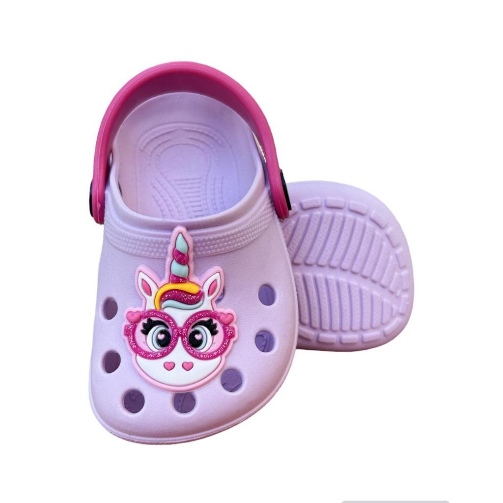 Babuche Infantil Menina Chinelo Unicórnio Enfeite Moda Bebe Leve Macio Emborrachado Moda Verão