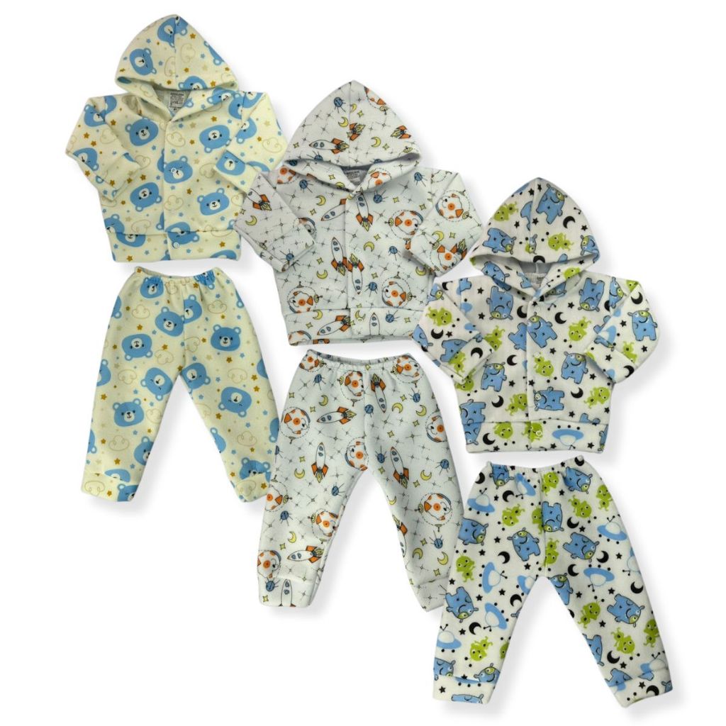 Kit 6 Peças De Bebe Soft Estampado Inverno Infantil - 3 Conjuntos