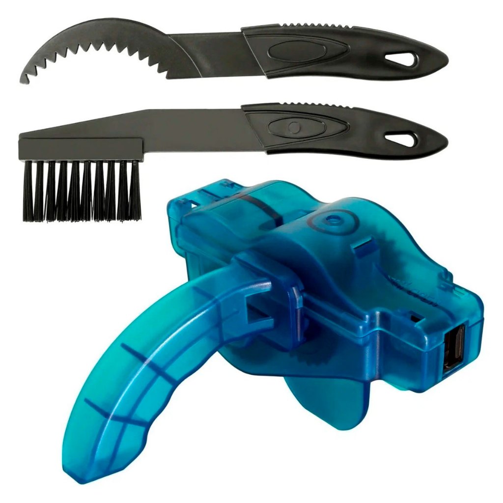 Kit Limpeza Bike Corrente Bicicleta + Escova Limpador E Raspador K7 + Ferramenta Limpadora Corrente Cassete Catraca