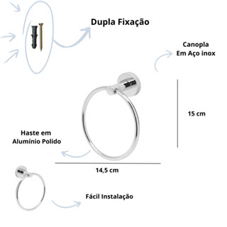 Porta Toalha Rosto Banheiro Mãos Argola Aço Inox Cromado em Oferta na Shopee