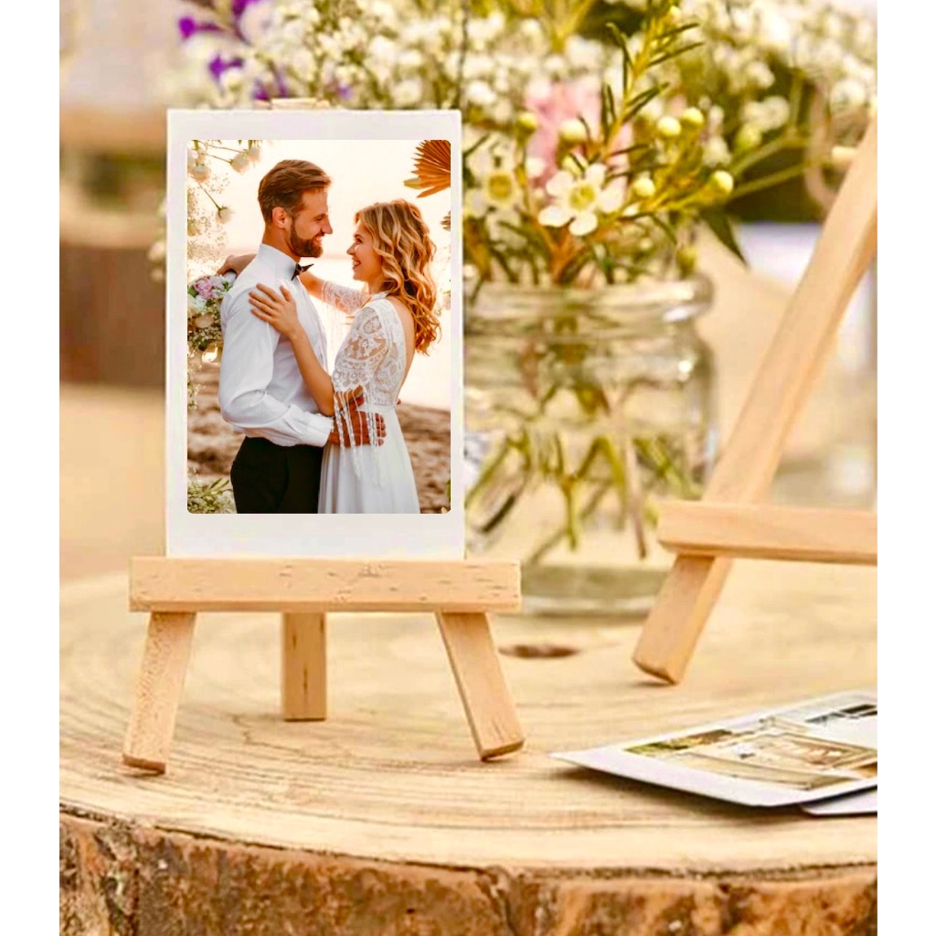 Mini Cavalete Suporte Apoio de Madeira para Mesa Cartão Foto Casamento Aniversário Menu