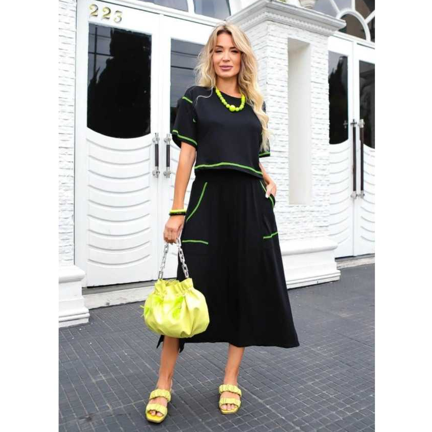 Conjunto Blusa e Saia Midi Bela Manga Curta Fenda Bolso Moda Conforto Moda Blogueira em Oferta na Shopee