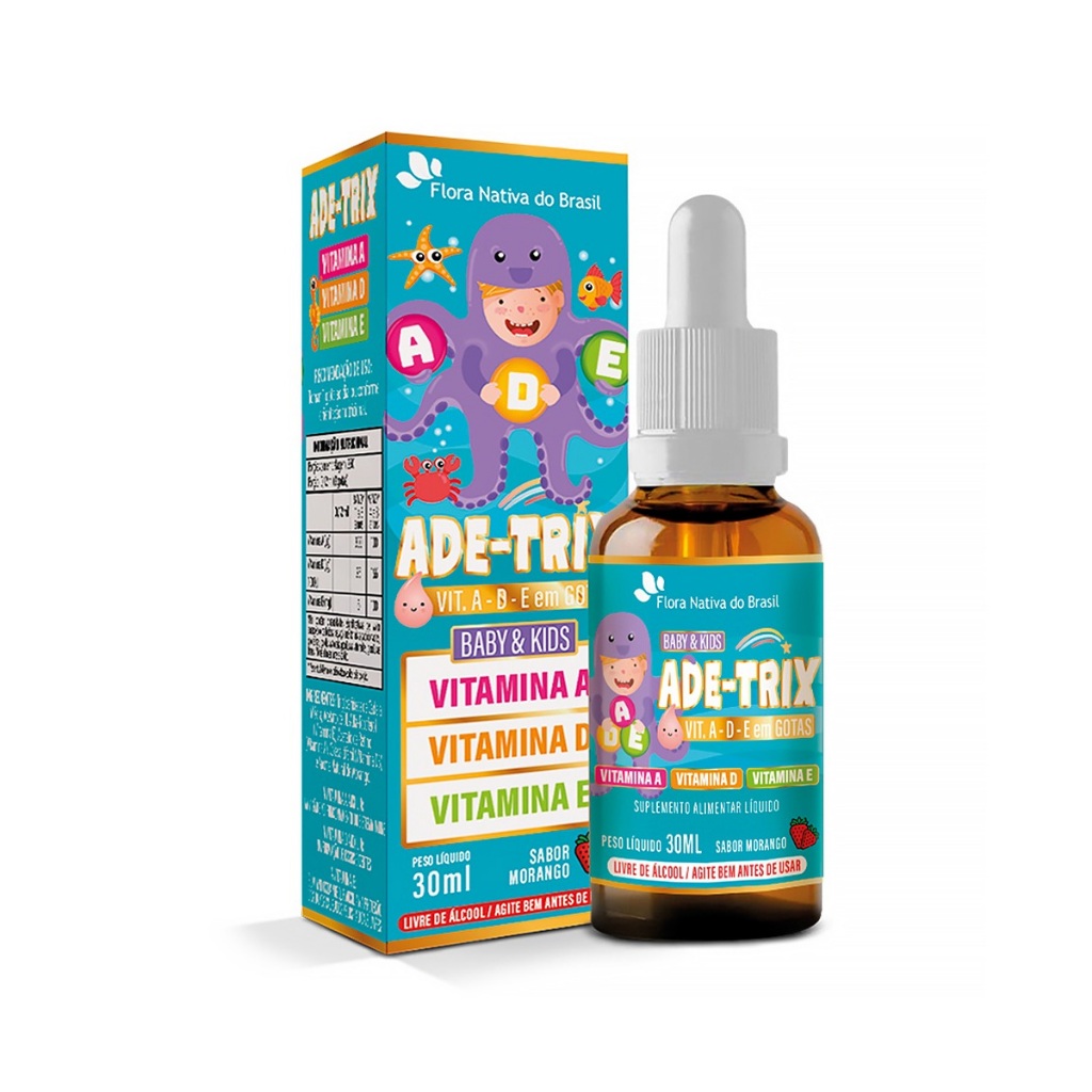 2 ADE-TRIX Kids Vitaminas A, D, E 30ml - Sabor Morango