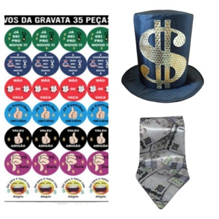 kit hora da gravata cartola, gravata, adesivos em Oferta na Shopee