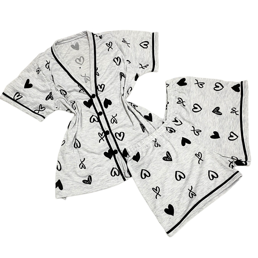 Pijama Feminino Americano Gola V Amamentação Verão Blogueira Botões Malha