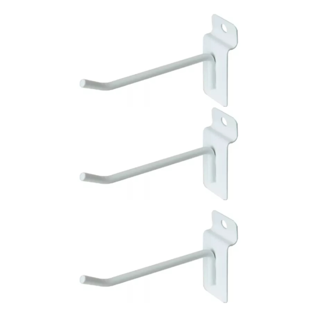 Kit 50 Ganchos Expositores Branco e Preto Para Paineis Canaletado - Todos Os Tamanhos