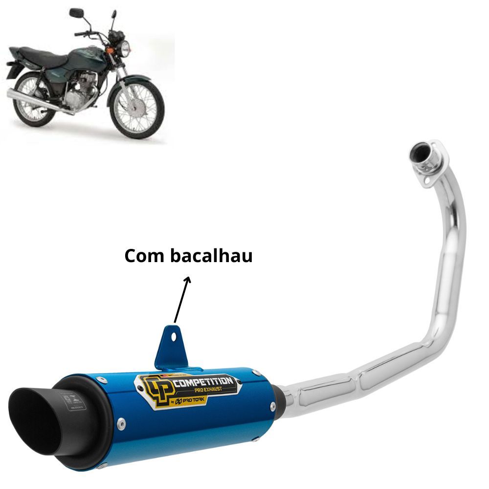 Escapamento Escape Competition Pro Tork Titan 125 ESD 2000 2001 2002 2003 2004 Cromado em Oferta na Shopee