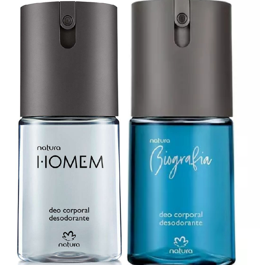 Biografia e Homem Kit 2 Deo Corporal Masculino Colônia Desodorante Corporal Natura 100ml Cada