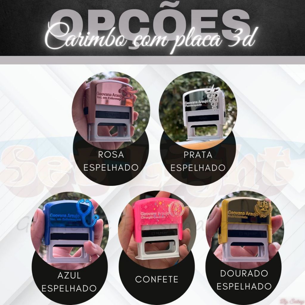Carimbo personalizado com placa espelhada 3D - Enviar os dados no chat - LANÇAMENTO em Oferta na Shopee