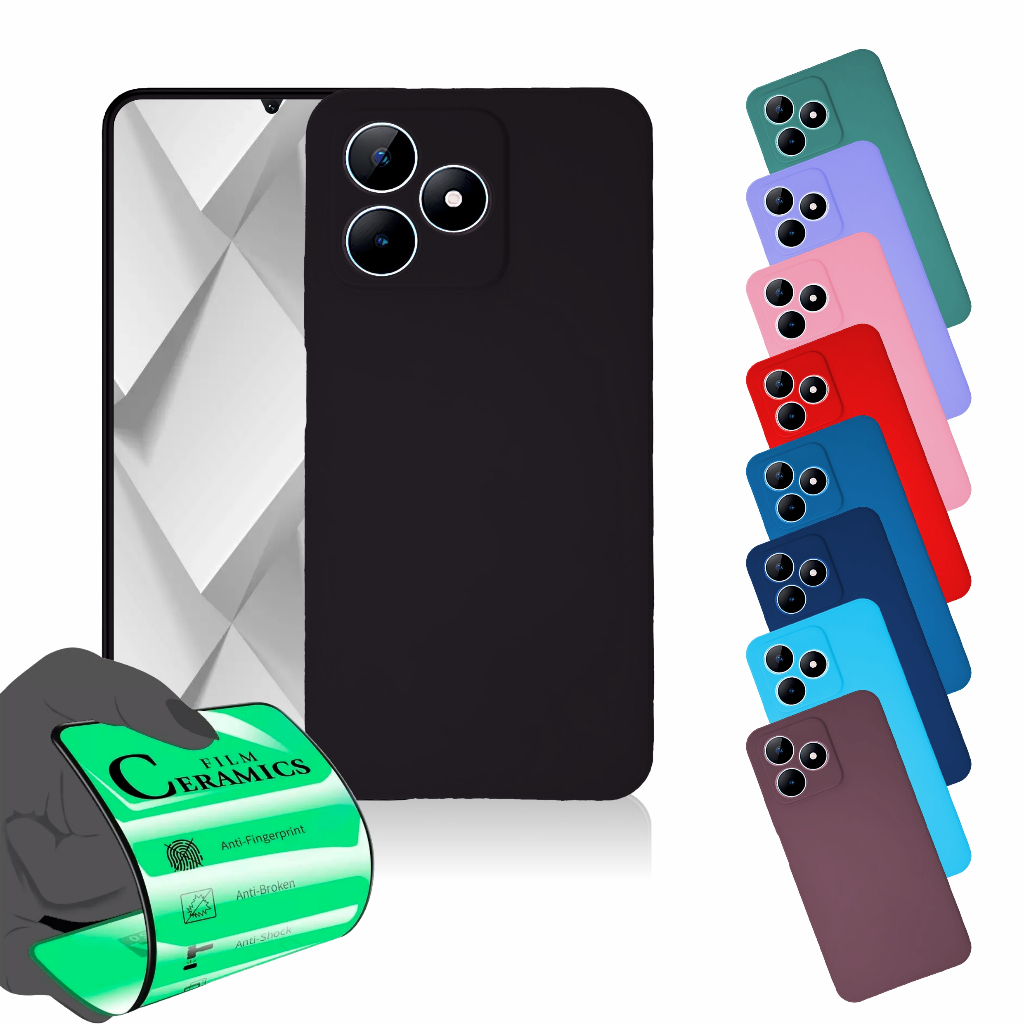 Capa Capinha Anti Shock Aveludada + Película Para Realme Note 50 em Oferta na Shopee
