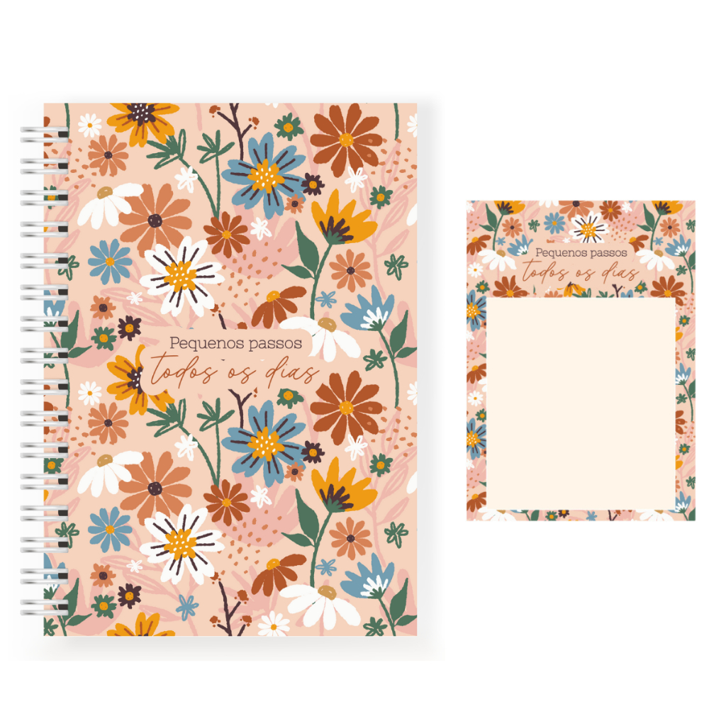 Kit Caderno de Anotações A5 e Bloco de Anotações100 Folhas Pautado Sketchbook Desenho Esco...