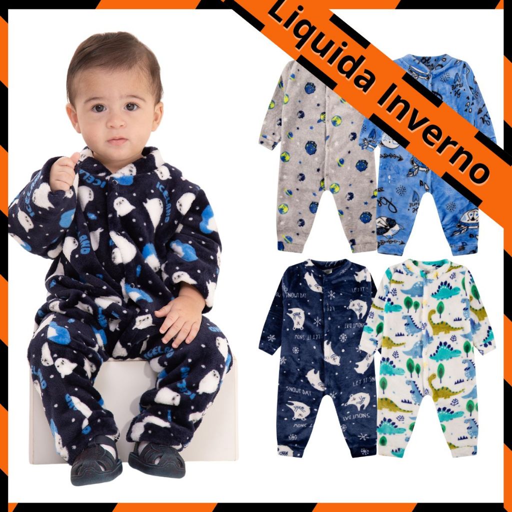 Kit Sortido de 2 Macacões Fleece para Meninos
