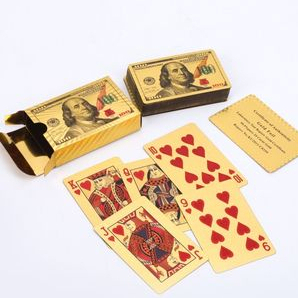 Baralho Dolar Dourado Ouro Folheado A Prova D'agua Poker 54 Cartas