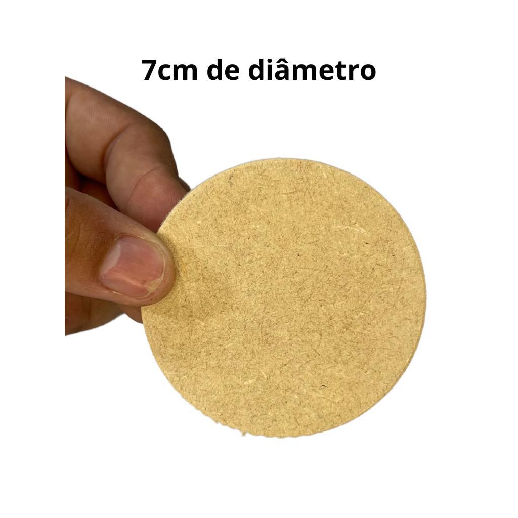Bolacha de madeira MDF Porta Copo Fundo MDF Cru Diâmetro 7cm Espessura 9mm Pendente Decoração