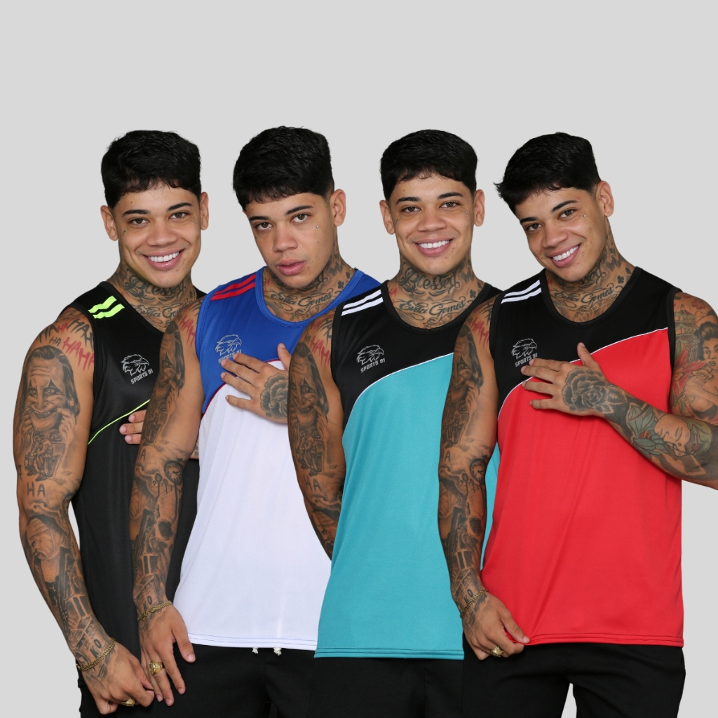 KIT 4 Camiseta Regata Dry Fit Masculina Academia Premium Corrida Academia Moda Fitness Camisas Esportivas Em Geral em Oferta na Shopee