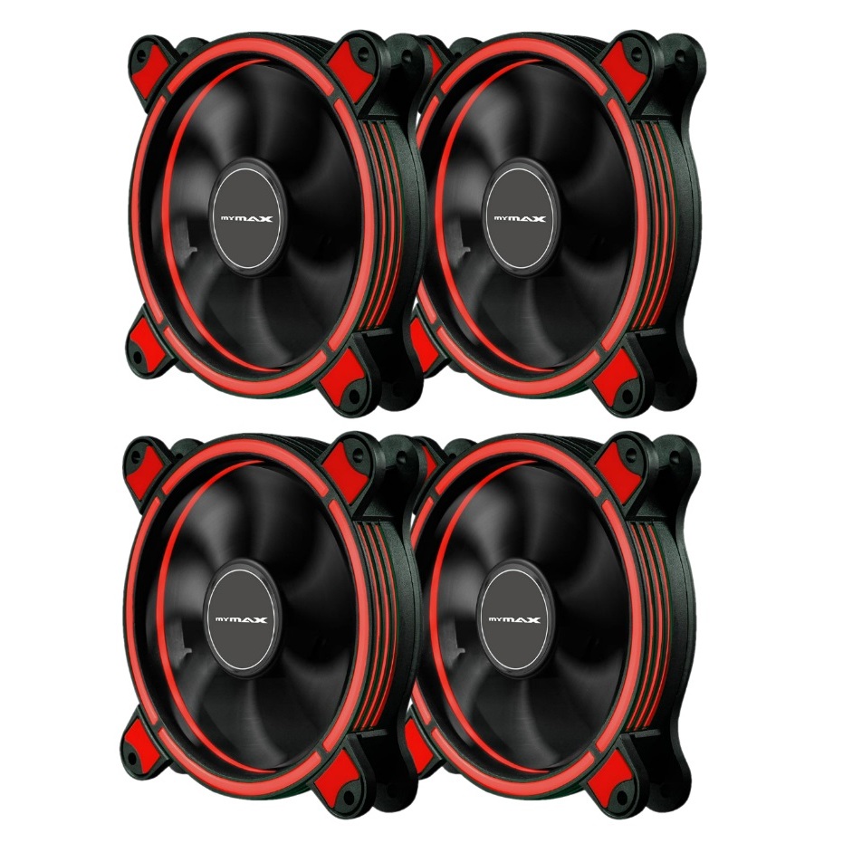 Kit 4 Fan Cooler Ventoinha Gamer Mymax Spectrum Ring com Led Vermelho p/ Gabinete 120mm 12cm em Oferta na Shopee