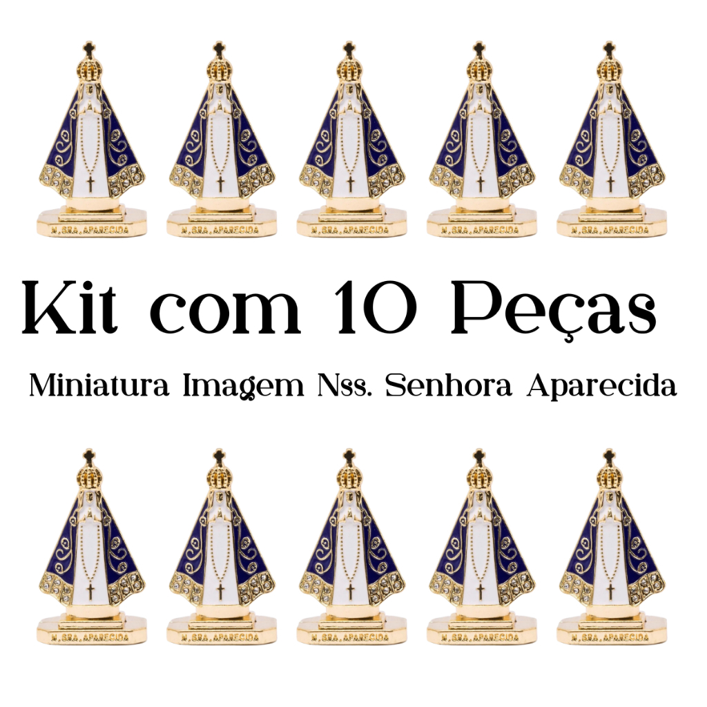 Nossa Senhora Aparecida Imagem Para Painel Console Carro Coroa Kit com 10 Peças