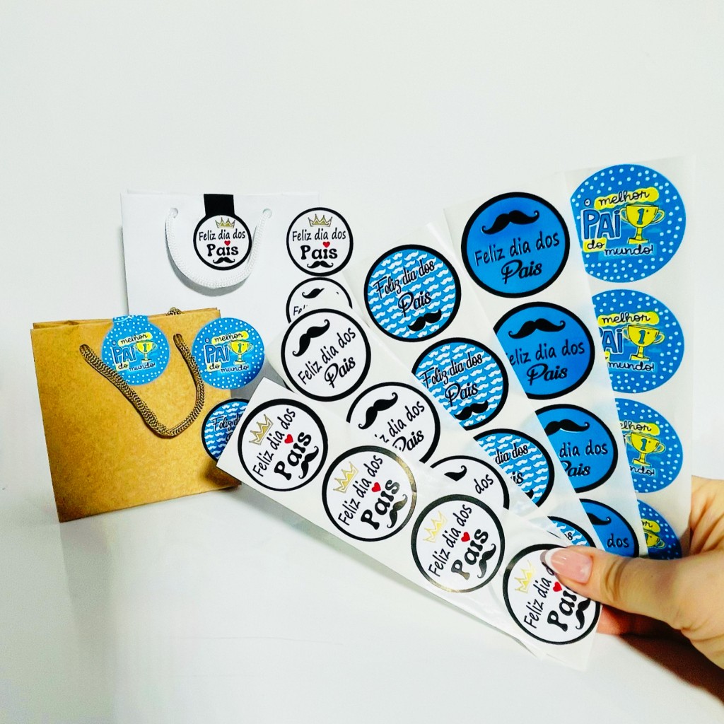Etiquetas adesivos e lacres coleção feliz dia dos pais em Oferta na Shopee