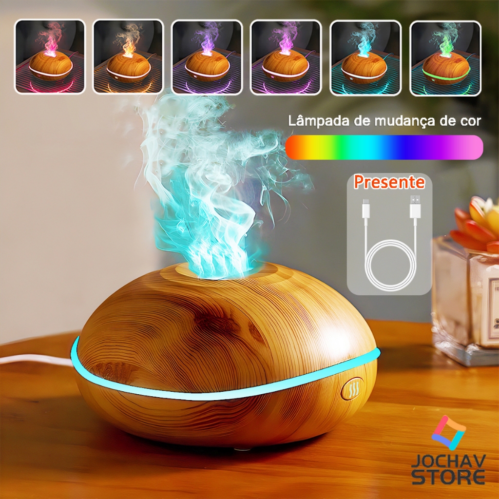Difusor De Aromas E Umidificador De Chama Óleo Essencial E Aromatizador Escritório De Ambiente Purificador