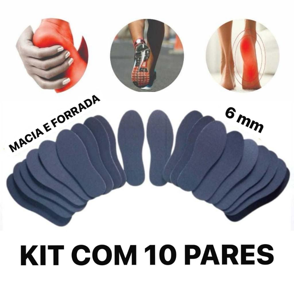 KIT PALMILHA ANTI-STRESS EM EVA 6 MM MACIA, PARA TÊNIS, SAPATO,BOTA,CHUTEIRA,SAPATILHA,ORIGINAL