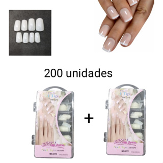 2 Caixas Unhas Postiças Leitosa inteira quadrada 200 unidades Alongamento Acrigel Gel Manicure em Oferta na Shopee