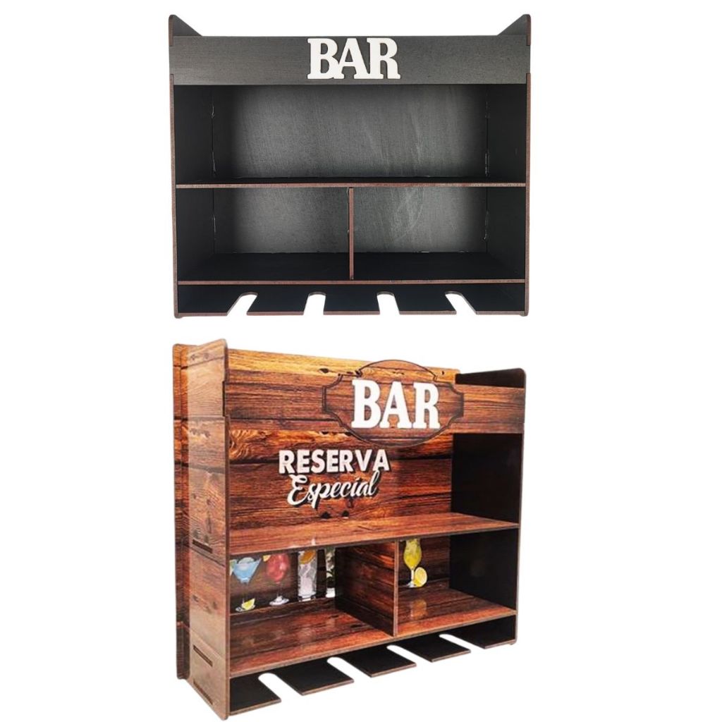 Barzinho Bar De Parede Suporte Garrafas Taças Aparador De Canto Decoração Sala Cantinho do Churrasco