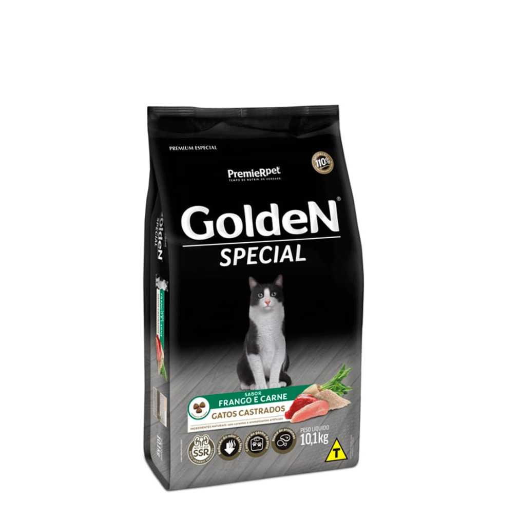 Ração Golden Special Gatos Adultos Castrados Frango e Carne 10,1 kg