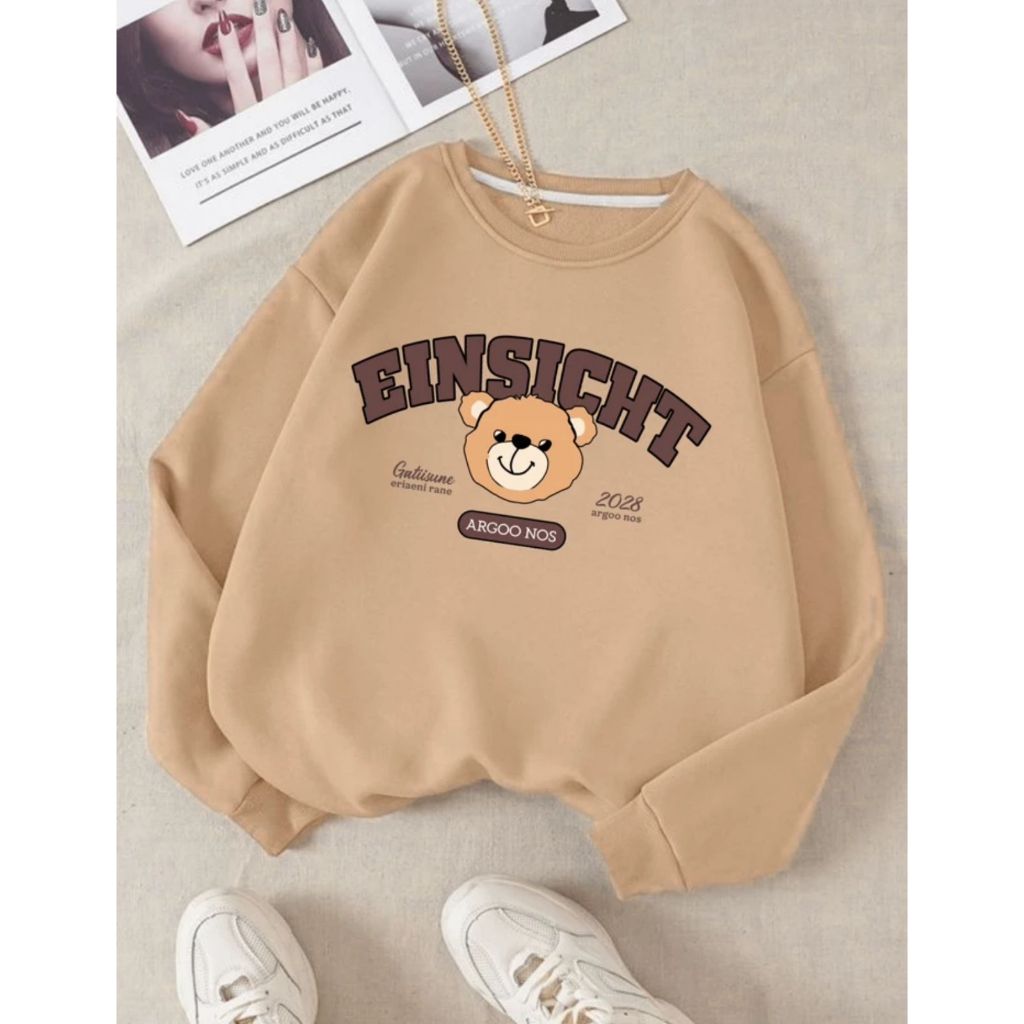 Moletom Careca Urso Einsicht Gola Redonda Casaco Masculino Feminino Flanelado Inverno Blus...
