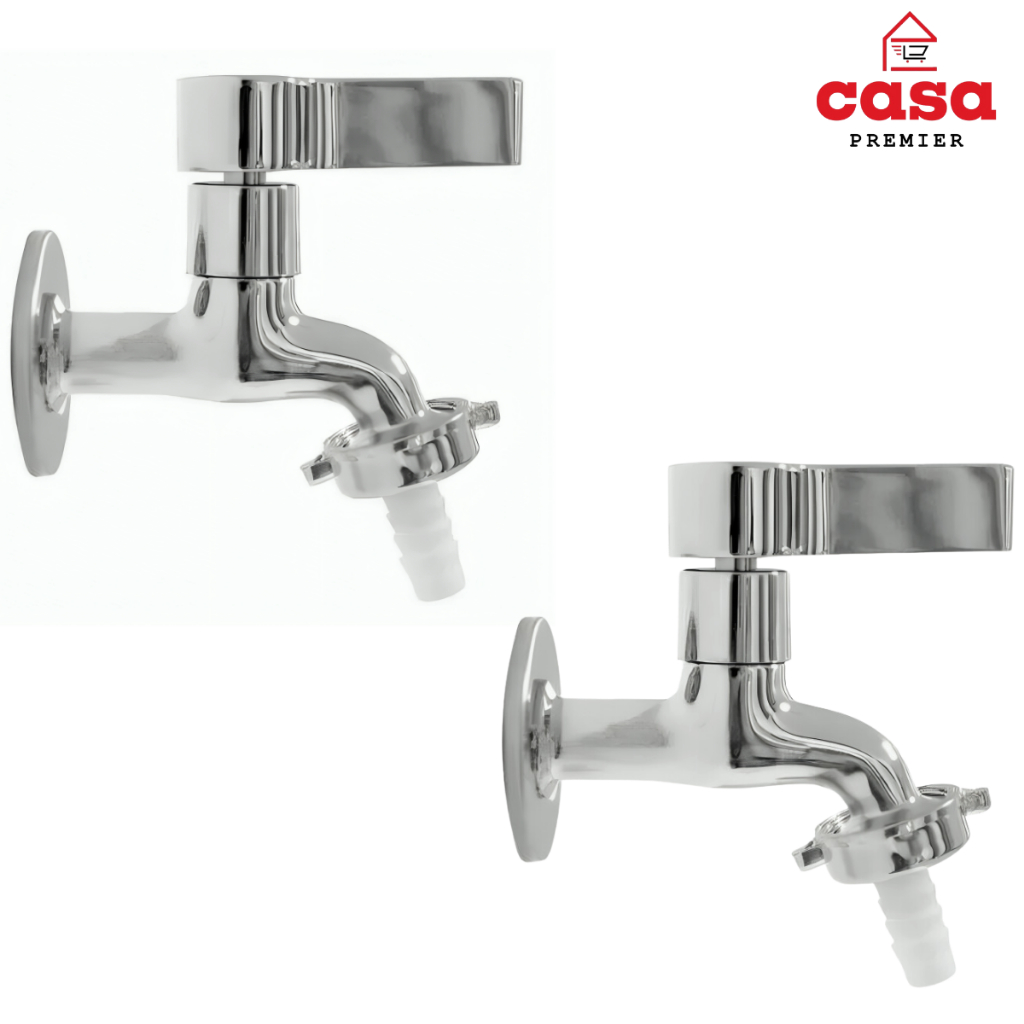 Kit 2 Torneiras Jardim Tanque Parede Cromada Com Bico 3/4 Metal Maquina De Lavar Alavanca 1/4 Volta em Oferta na Shopee