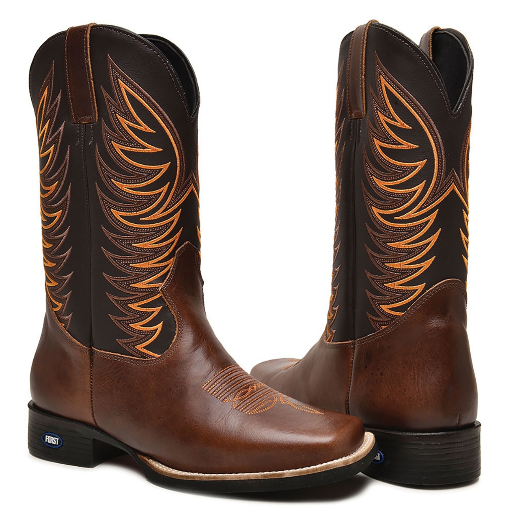 Bota Masculina Texana de Couro Bordado Luxo Country Western Boiadeiro em Oferta na Shopee