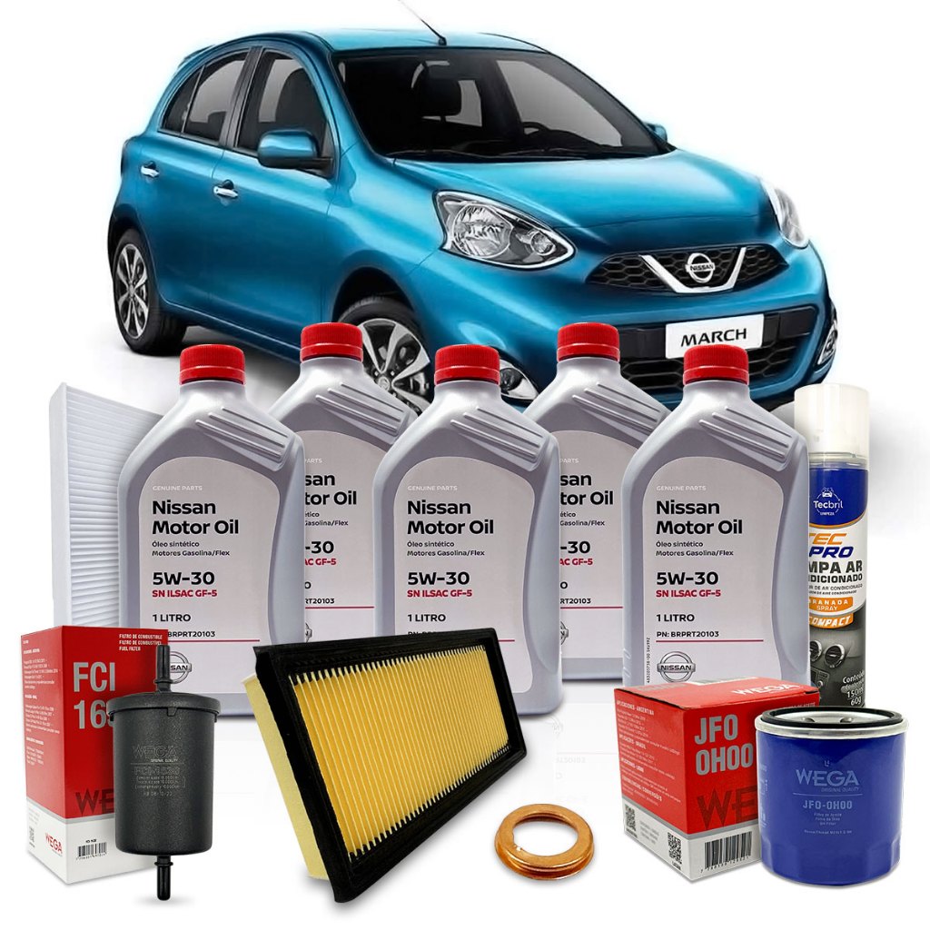 Kit Revisão Troca De Óleo 5w30 Nissan March 1.6 2011 2012 2013 2014 2015 2016