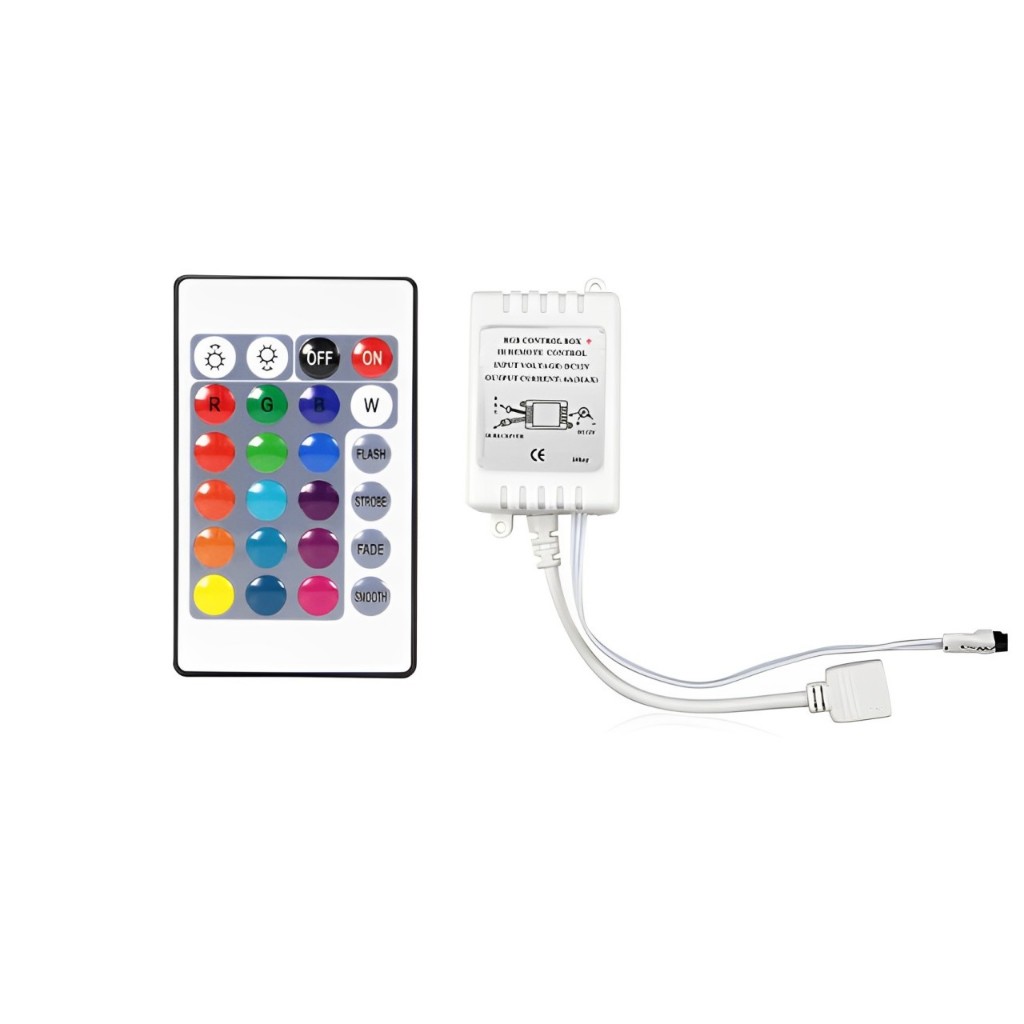 Kit Controle E Sensor Para Fitas De Led Controlador Rgb 16 Opções De Cores E 4 Modos De Operação
