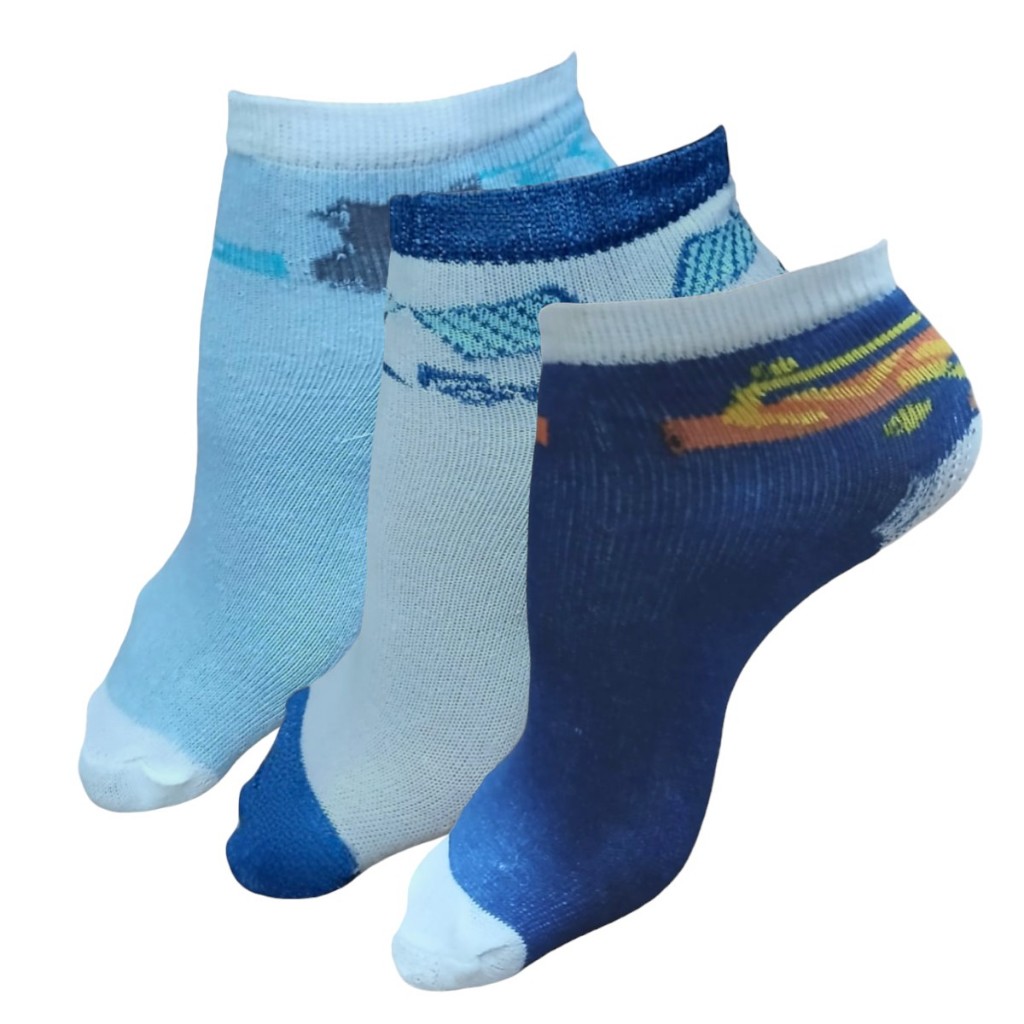 KIT 3 Meia Infantil Masculina Resistente Estampada 27 a 30