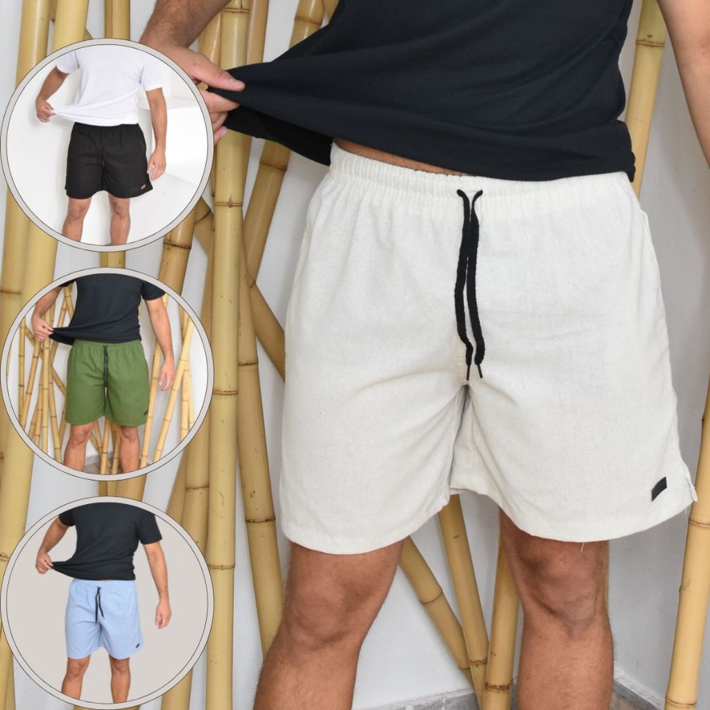 Shorts de Linho Masculino Casual básico
