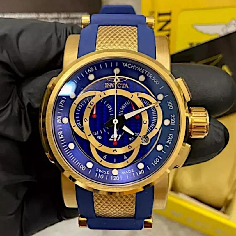 Relógio Masculino Invicta S1 Rally Azul Pulseira Preta a Prova D'água 100% Original + Caixa