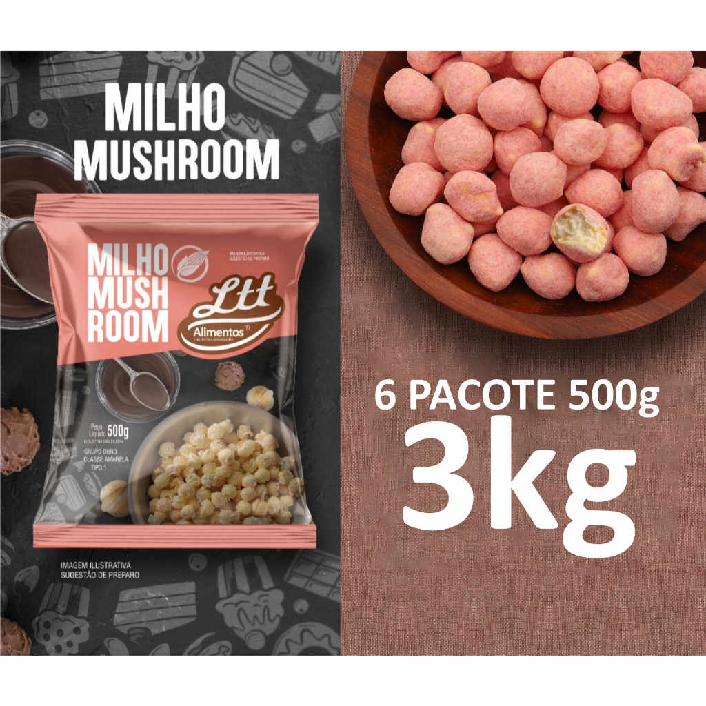 Milho Mushroom Para Pipoca Gourmet 3 kilo