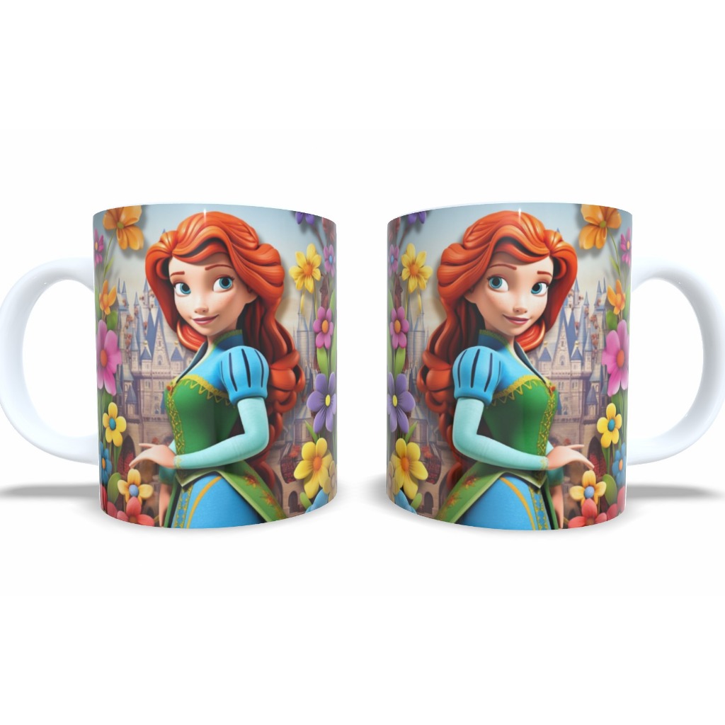 Caneca Personalizada Princesas 3D Meninas Escolinha Presente Aniversario Festa Qualidade Full HD 186